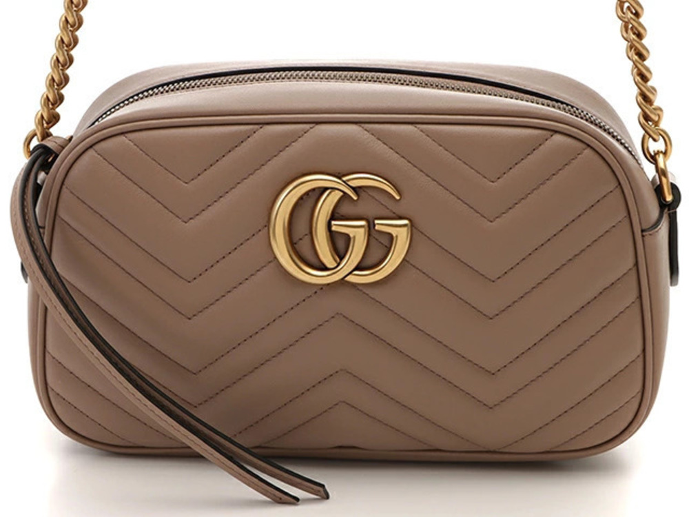 Gucci GG Marmont Quilted Shoulder Bag Pink Beige Cream